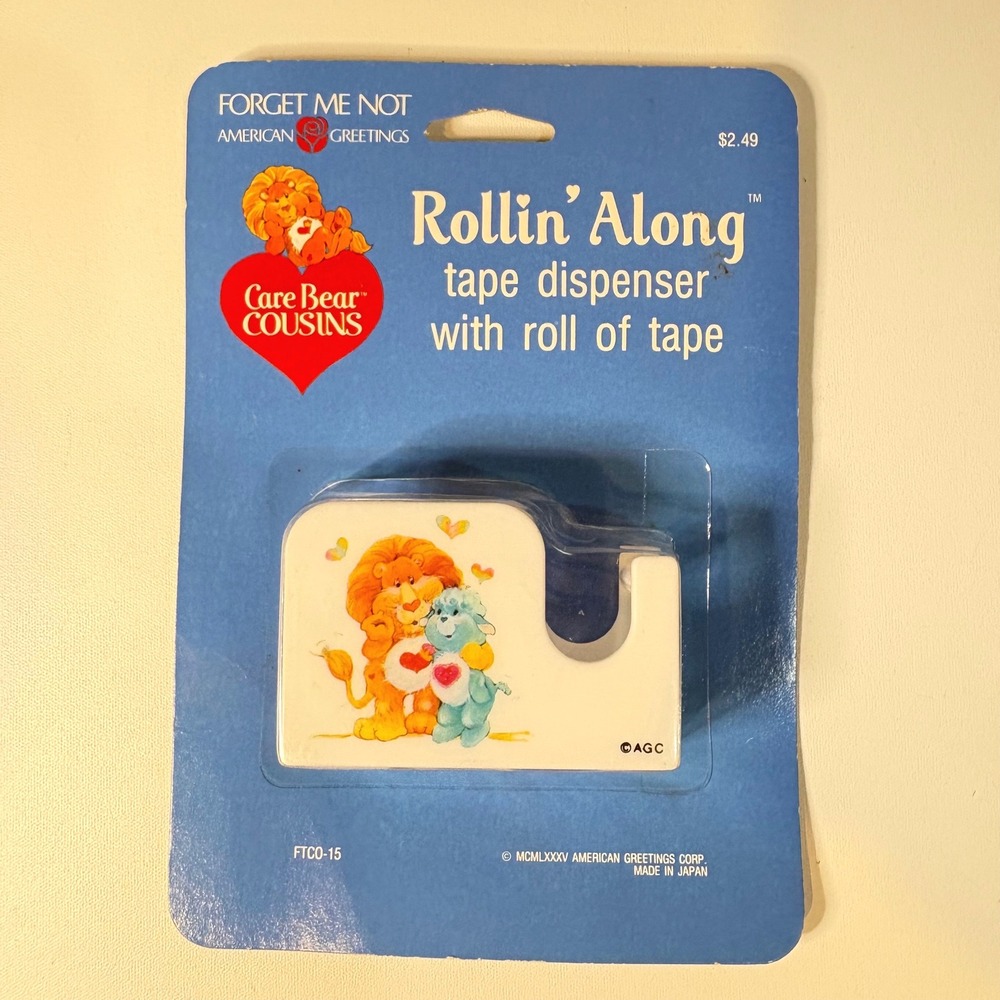 Vintage 1985 Care Bear Cousins Tape Dispenser Brave Heart Lion New 1980s AGC